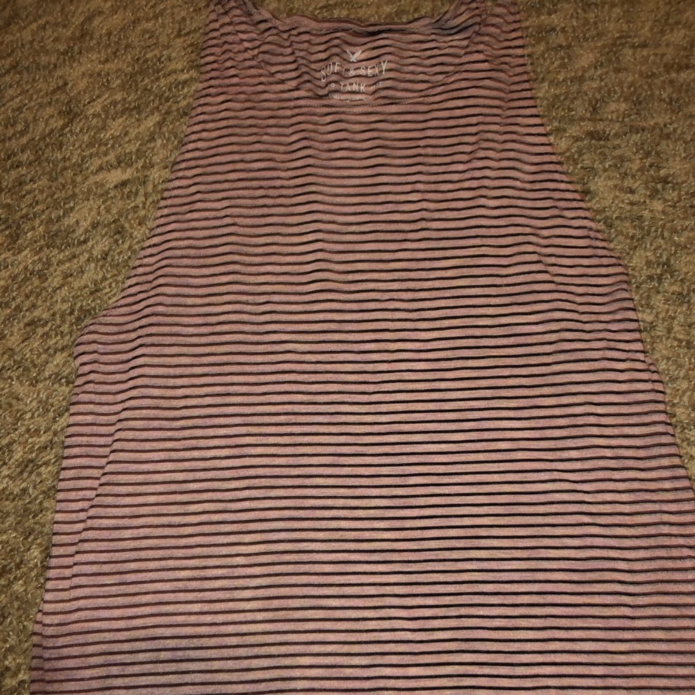 pink and black striped american eagle tank